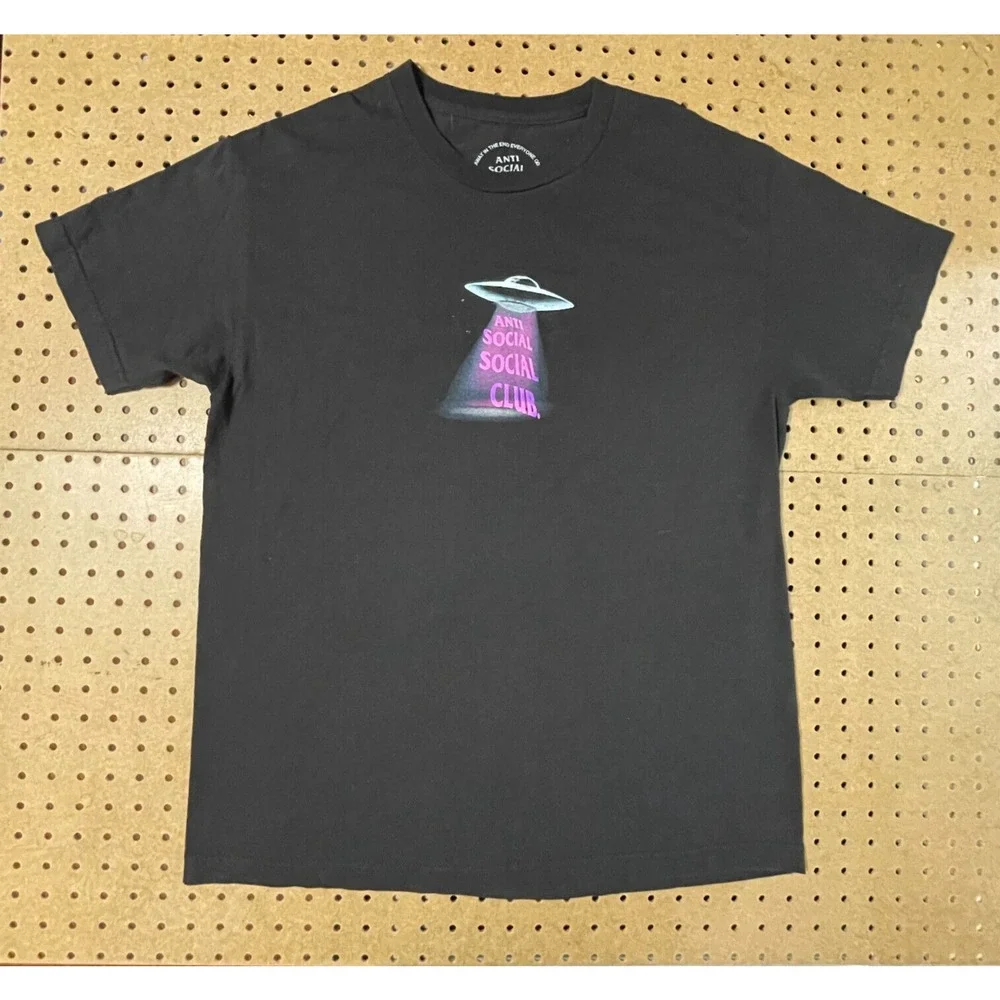 Anti Social Club ASSC Thoughts UFO Alien T-Shirt USA Made Black Large Men - Picture 4 of 9